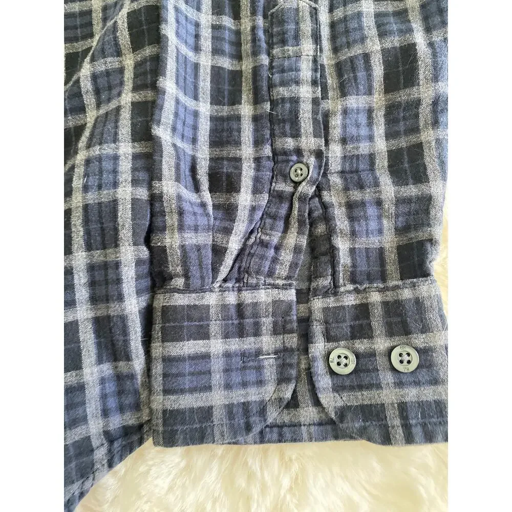 Banana Republic Blue Gray Black Plaid Button‎ Up Men’s Slim Fit Shirt Size M